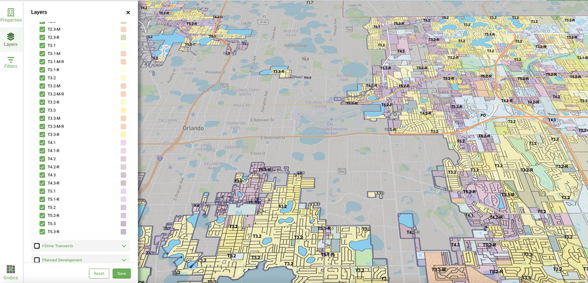 Screenshot Orange County transect map