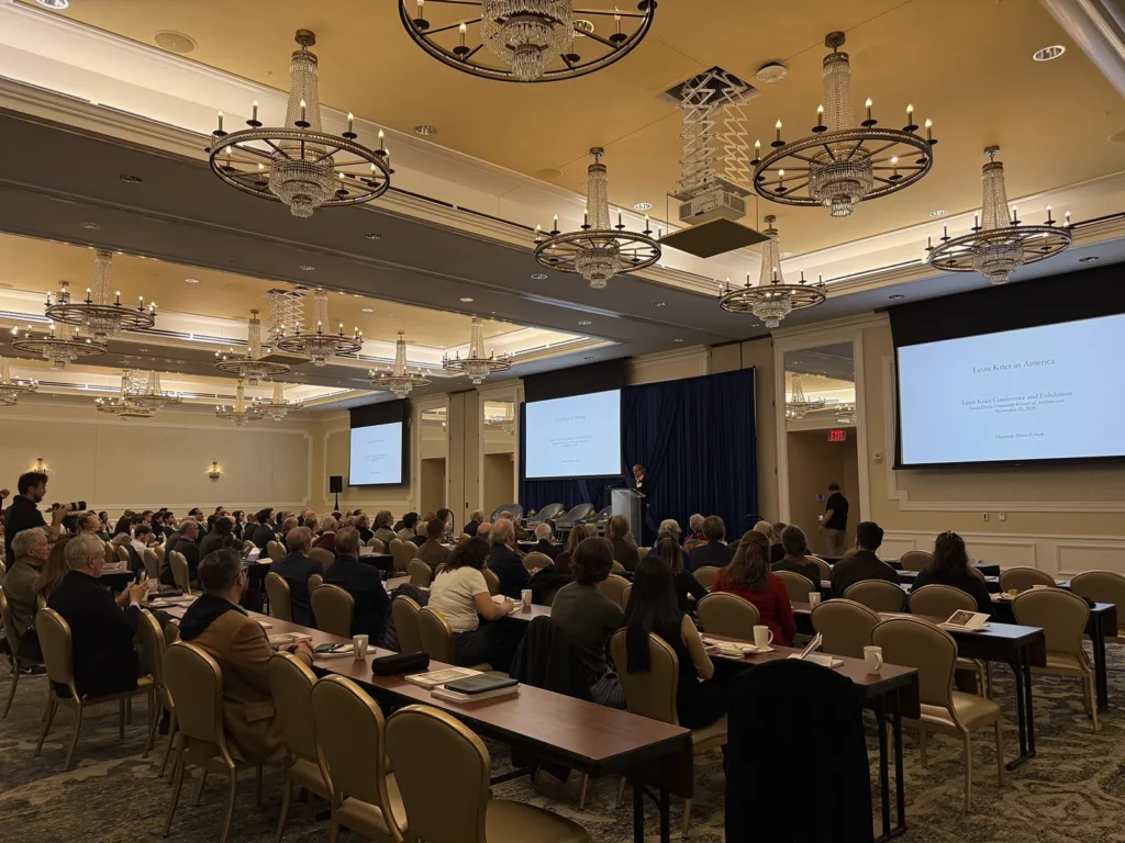 Lizz presenting on Léon Krier at Notre Dame