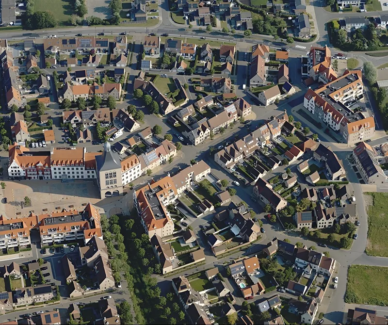 Aerial view of the village of Heulebrug
